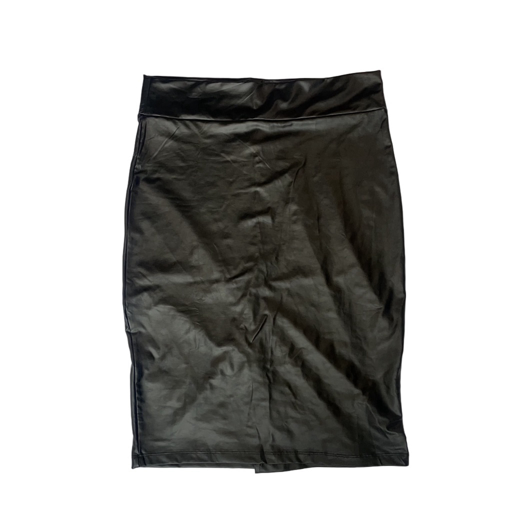 NWT Women's Size Medium SIMLU Black Faux Leather Pencil Skirt